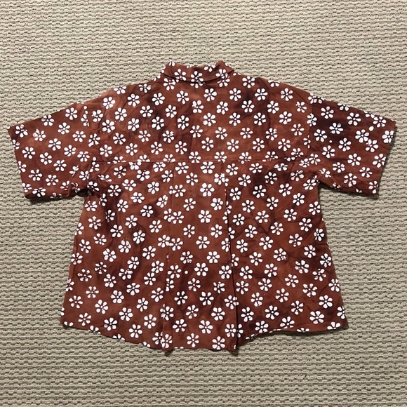 Madewell Bubble-Printed Button-Up CampShirt in Dusty Redwood Size M - Picture 9 of 11